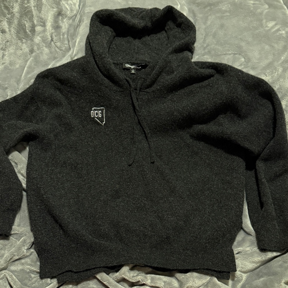 Black Hooded Cashmere & Wool Pullover Sweater with embroidery